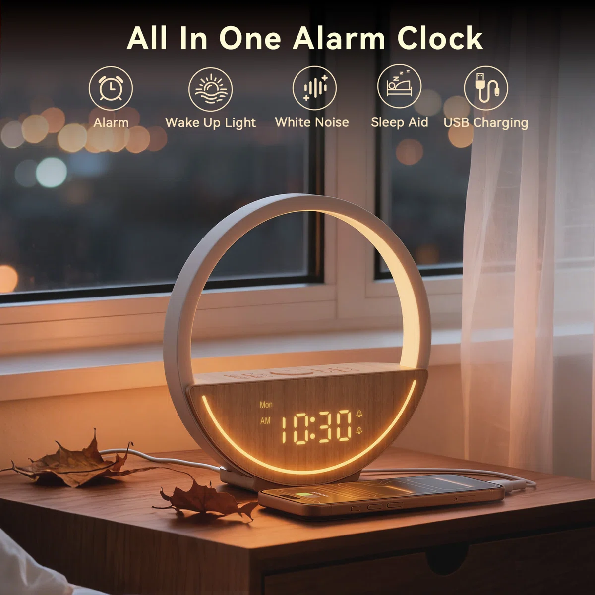 Sunrise Alarm Clock With Wake-Up Light, White Noise Sound Machine - Image 2