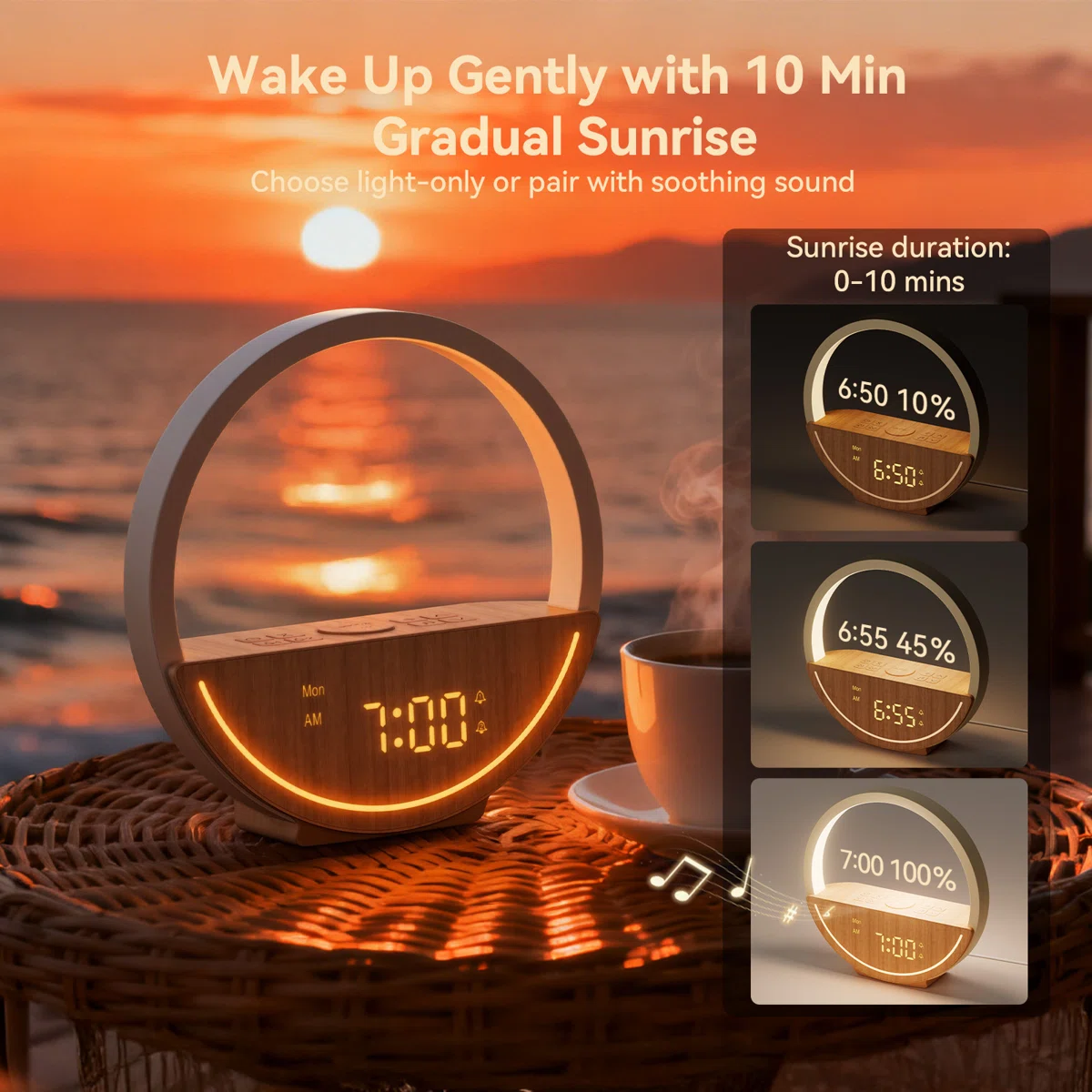 Sunrise Alarm Clock With Wake-Up Light, White Noise Sound Machine - Image 4