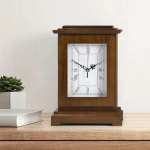 Wooden Mantel Clock With Hidden Compartment – Classic Roman Numeral Desk Clock For Home & Office Decor