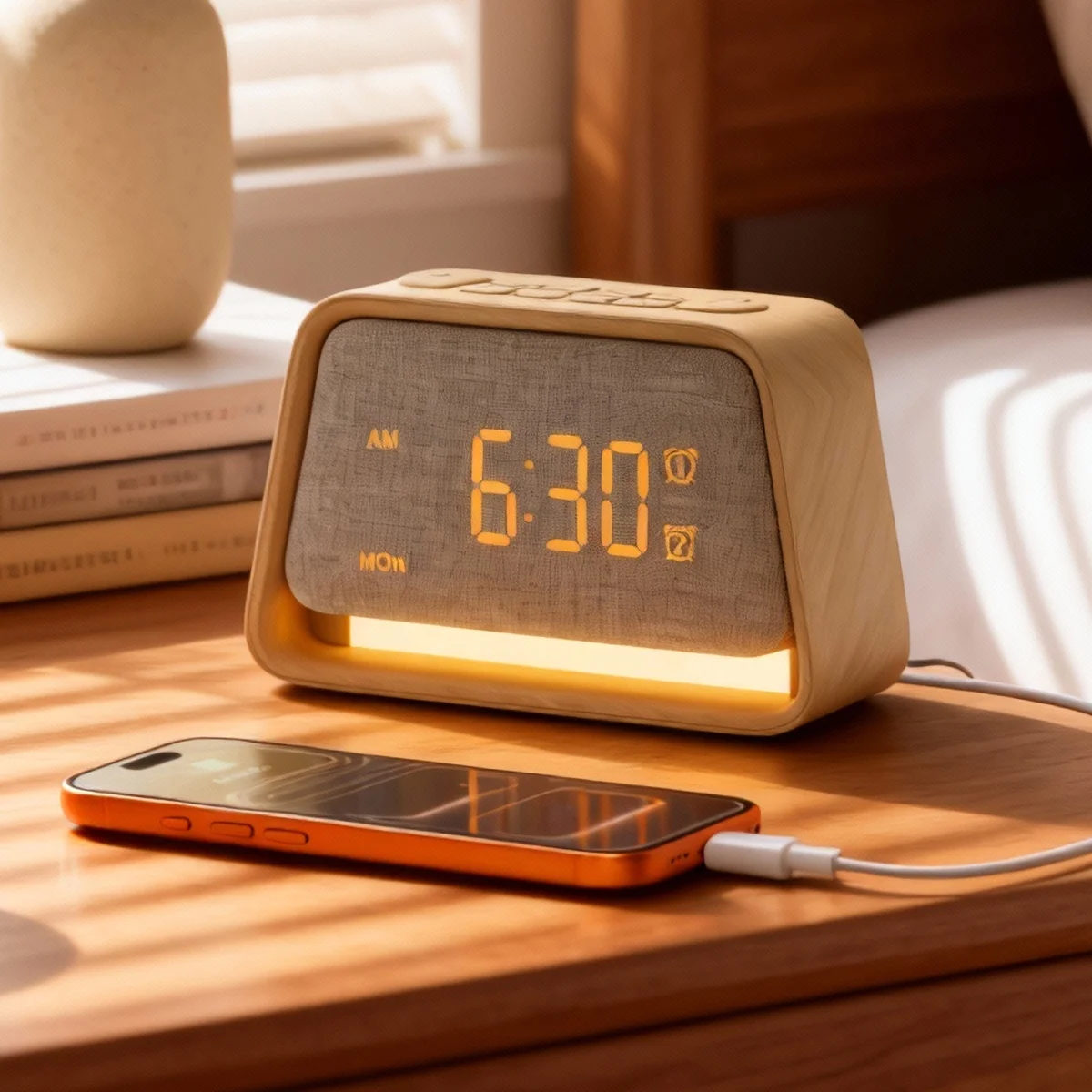 Wooden Sunrise Alarm Clock with Wake-Up Light, White Noise - Image 2